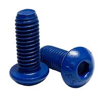 BSCS38138XC 3/8"-16 X 1-3/8" Button Socket Cap Screw, Alloy, Teflon (Xylan) Blue